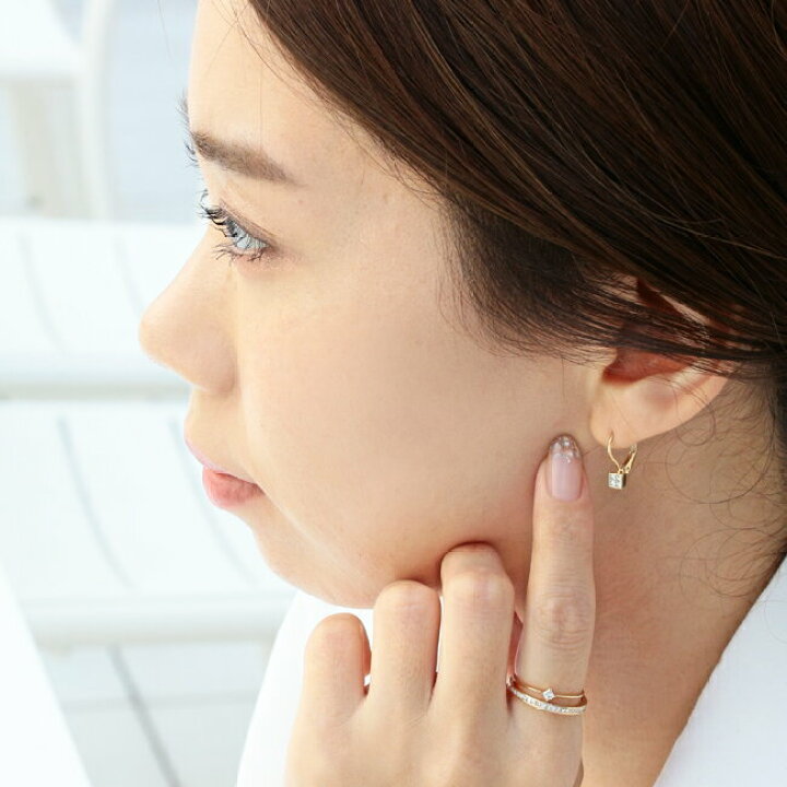 楽天市場】K18 プリンセスカット 天然 ダイヤモンド 計0.16ct 