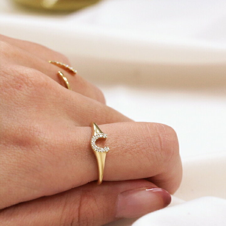 楽天市場】K18 天然 ダイヤモンド 0.04ct 馬蹄リング 6号-16号送料無料  