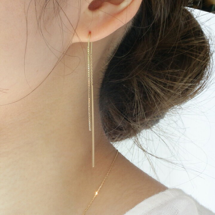 楽天市場】K18 イエローゴールド ベネチアンチェーン ロングピアス  