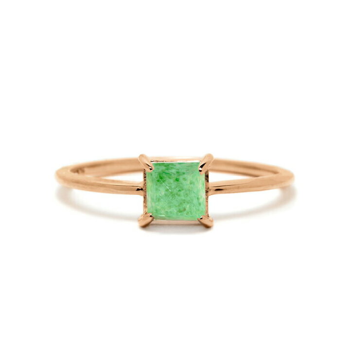 楽天市場】K18 グリーンアベンチュリン スクエア 一粒 リング 1〜16号  