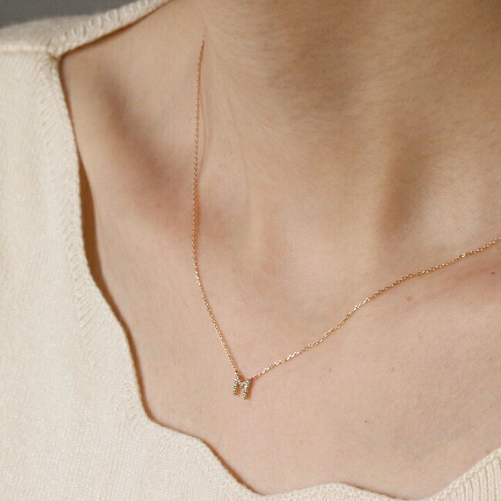 楽天市場】K18 K10 天然 ダイヤモンド イニシャル ネックレス 送料無料  