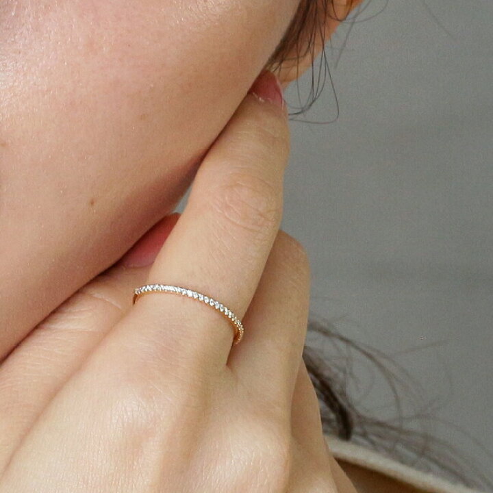 楽天市場】K18 K10 ハーフエタニティ リング 天然 ダイヤモンド 計0.09  