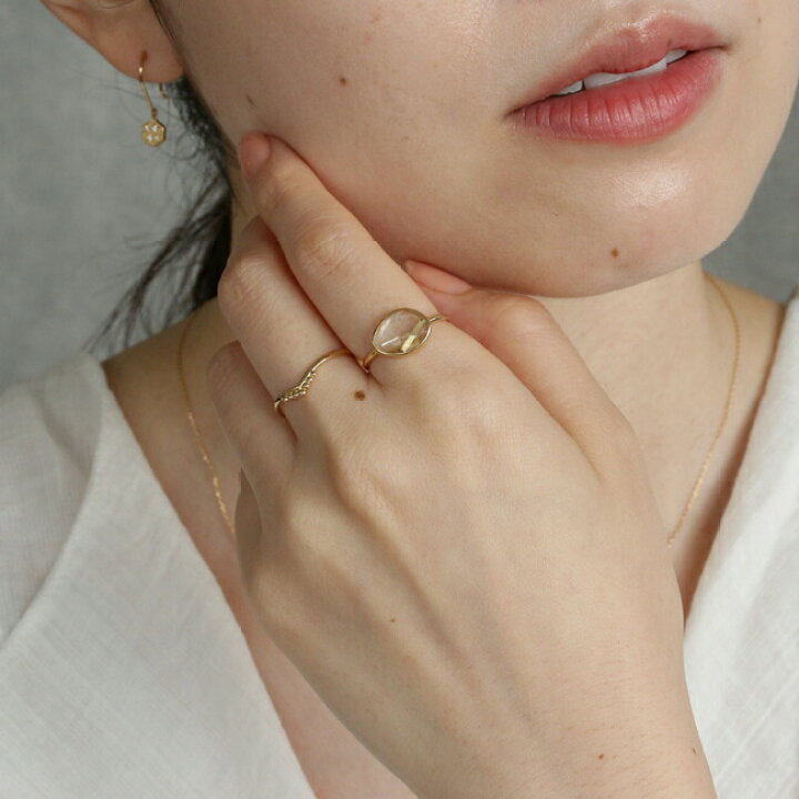 楽天市場】K18 スライス ルチルクォーツ リング 5号-16号 送料無料 18  