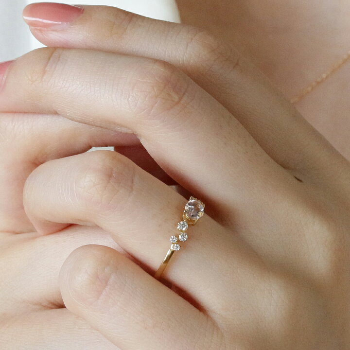 楽天市場】K18 モルガナイト × 天然 ダイヤモンド 計0.12ct リング 6号  