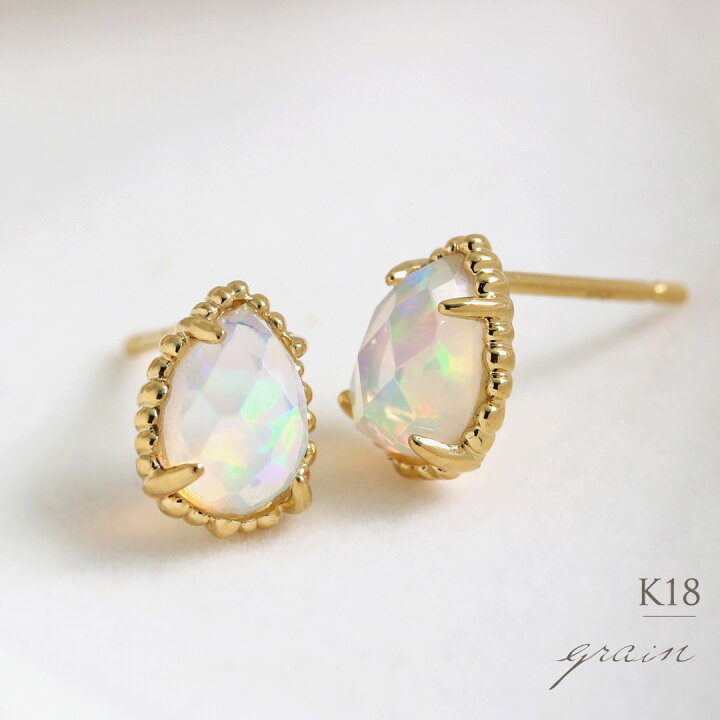 楽天市場】K18 エチオピアオパール ピアス イエローゴールド  