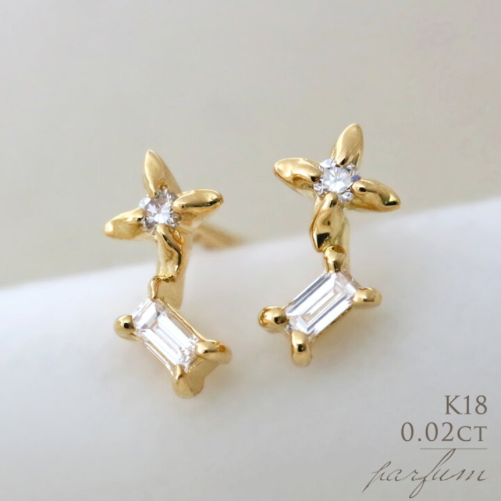楽天市場】K18 天然ダイヤモンド 0.02ct フラワーピアス 片耳用 送料 