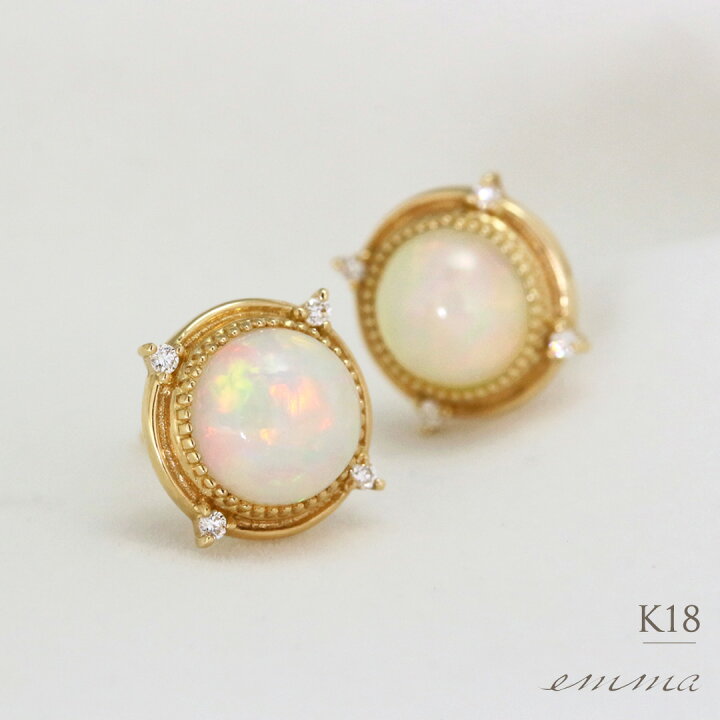 楽天市場】K18 エチオピアオパール×ダイヤモンド ピアス※在庫が  