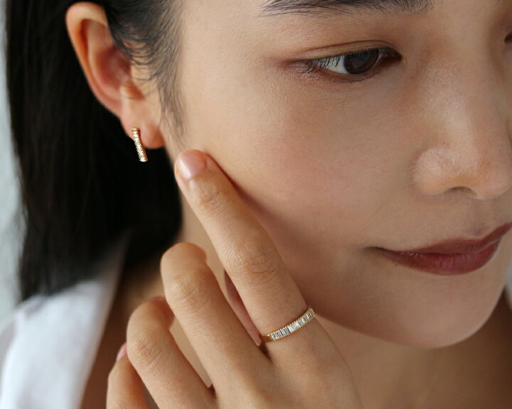 楽天市場】K18 テーパーバゲットカット 天然ダイヤモンド 0.15ct 