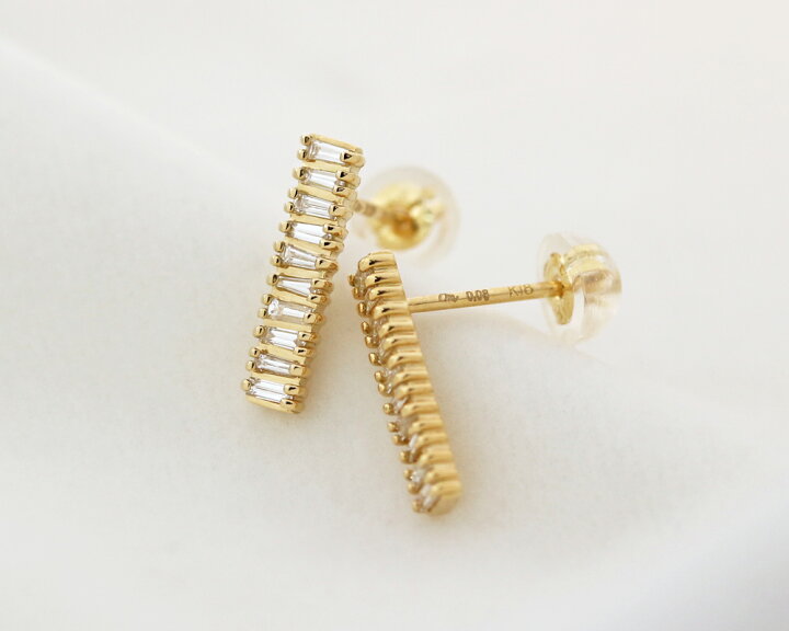 楽天市場】K18 テーパーバゲットカット 天然ダイヤモンド 0.16ct バー  