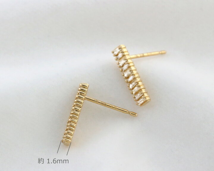 楽天市場】K18 テーパーバゲットカット 天然ダイヤモンド 0.16ct バー 