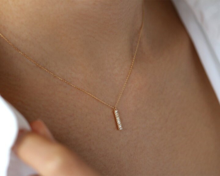 楽天市場】K18 テーパーバゲットカット 天然ダイヤモンド バー  