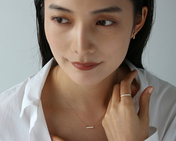 楽天市場】K18 テーパーバゲットカット 天然ダイヤモンド バー  