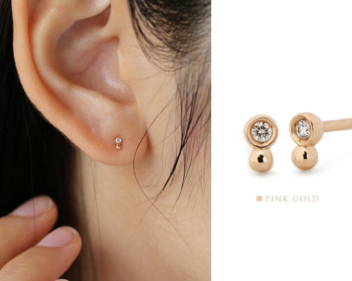 楽天市場】K18 K10 天然 ダイヤモンド 計0.014ct バブル ピアス 送料  