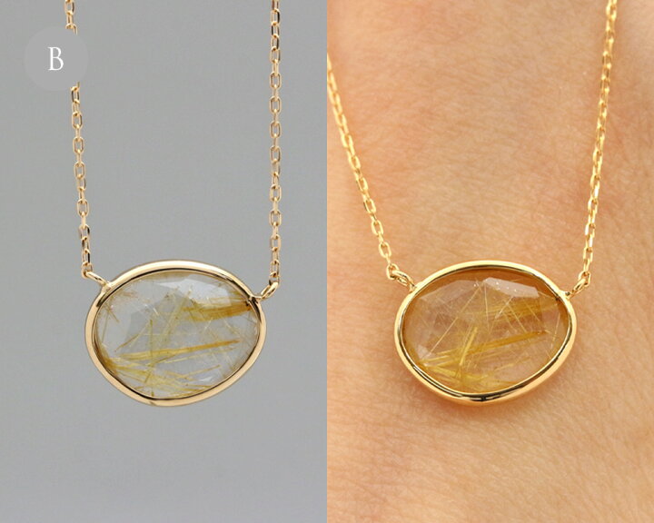 楽天市場】K18 スライス ルチルクォーツ ネックレス イエローゴールド  