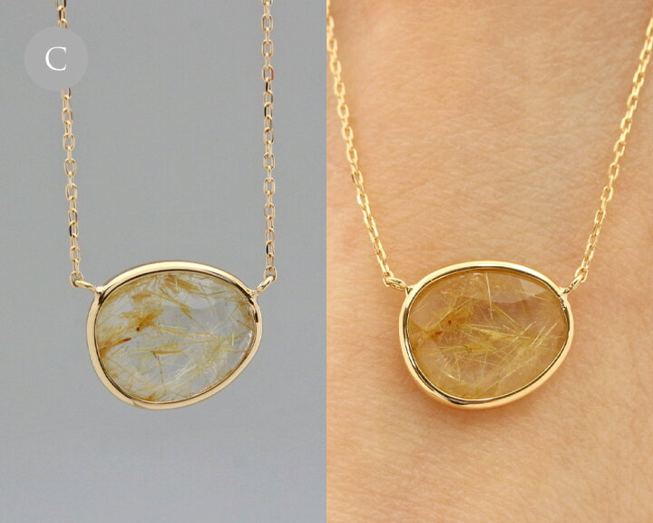 楽天市場】K18 スライス ルチルクォーツ ネックレス イエローゴールド  