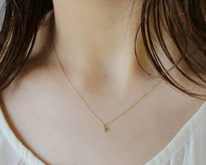 楽天市場】K18 K10 天然ダイヤモンド 0.1ct 4本爪 一粒 ネックレス送料  