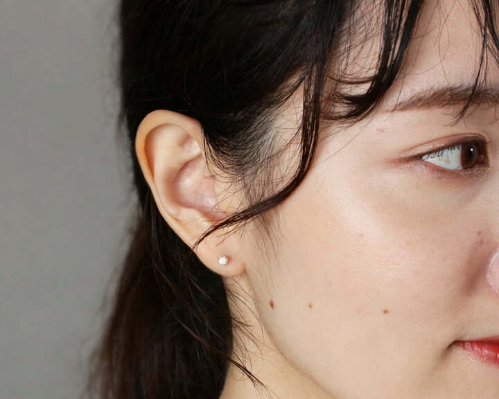 楽天市場】K18 K10 天然ダイヤモンド 計0.14ct 一粒 ミル打ち ピアス  