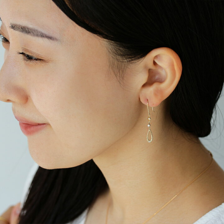 楽天市場】K18 K10 天然 ダイヤモンド 計0.12ct ジュエ フックピアス  