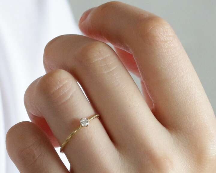 楽天市場】K18 天然ダイヤモンド 0.1ct 四本爪 一粒 リング 1号〜16号 