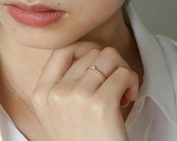 楽天市場】K18 天然ダイヤモンド 0.1ct 四本爪 一粒 リング 1号〜16号 