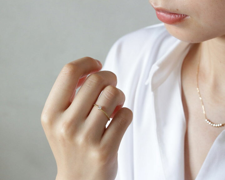 楽天市場】K18 天然ダイヤモンド 0.1ct 四本爪 一粒 リング 1号〜16号  