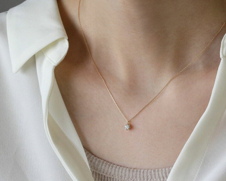 楽天市場】K18 K10 天然ダイヤモンド 0.2ct 4本爪 一粒 ネックレス送料  