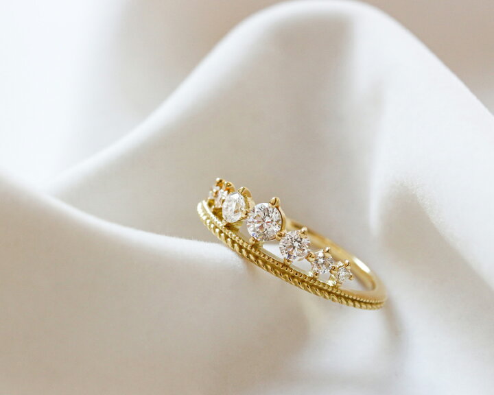 楽天市場】K18 天然ダイヤモンド 計0.37ct ティアラリング 6号〜16号 