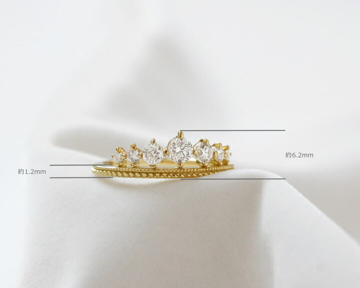 楽天市場】K18 天然ダイヤモンド 計0.37ct ティアラリング 6号〜16号 