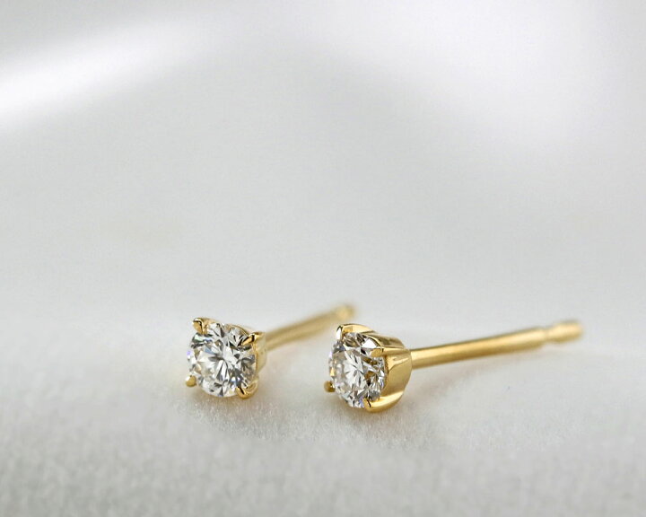楽天市場】K18 K10 天然ダイヤモンド 計0.14ct 4本爪 一粒ピアス送料  