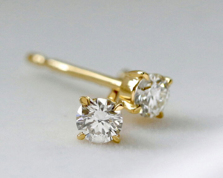 楽天市場】K18 K10 天然ダイヤモンド 計0.14ct 4本爪 一粒ピアス送料 