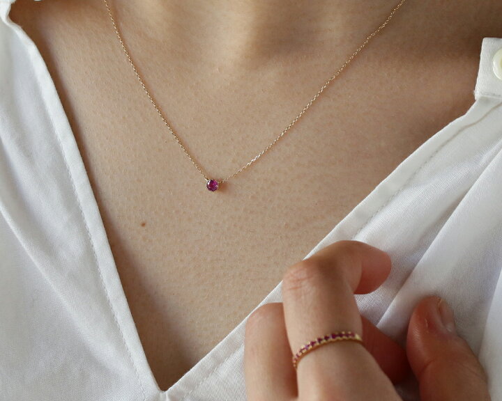 楽天市場】K18 K10 天然 ルビー 0.1ct ミル打ち 一粒 ネックレス送料  