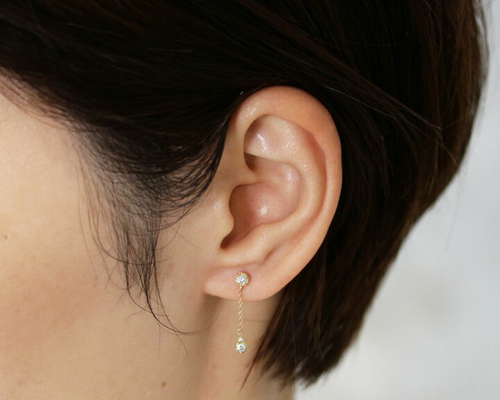 楽天市場】K18 K10 天然ダイヤモンド 計0.22ct しずく チェーン ピアス  