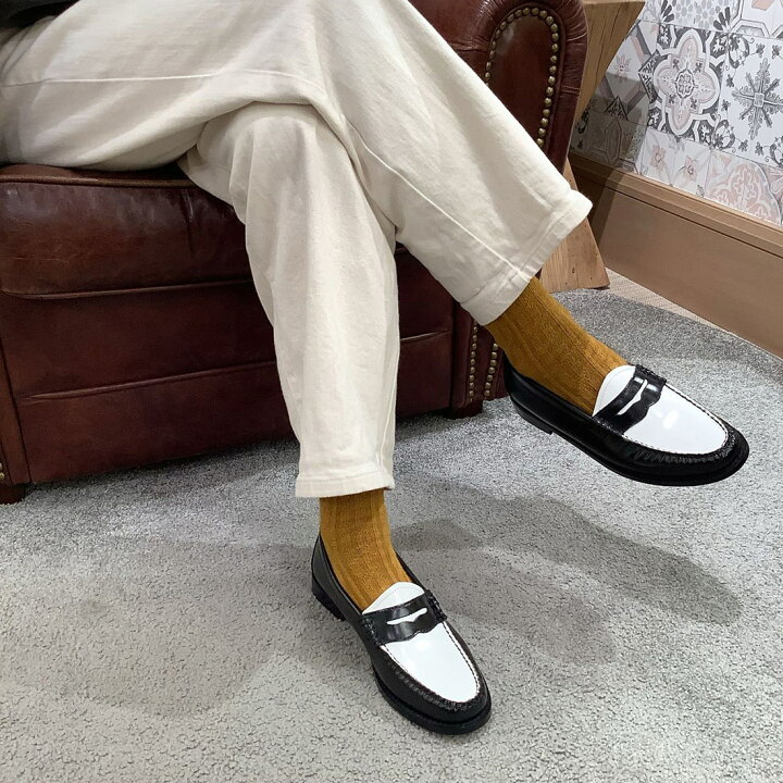 G.H.BASS LARSON コインローファー 白×黒 バイカラー