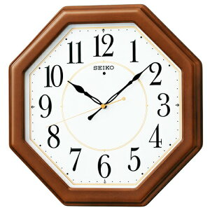 SEIKO CLOCK セイコー クロック KX389B 電波掛時計 木枠スタンダード アナログ (八角・茶)