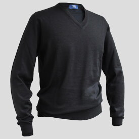 FEDELI (フェデーリ) カシミアシルクVネックセーター カシミヤ シルク V首 セーター メンズ ブランド カジュアル スリムフィット 大きいサイズ 長袖 無地 ブラック