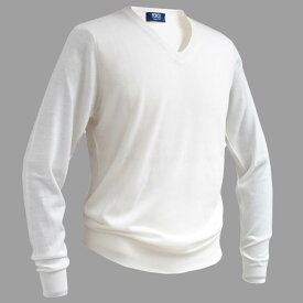 FEDELI (フェデーリ) カシミアシルクVネックセーター カシミヤ シルク V首 セーター メンズ ブランド カジュアル スリムフィット 大きいサイズ 長袖 無地 ホワイト