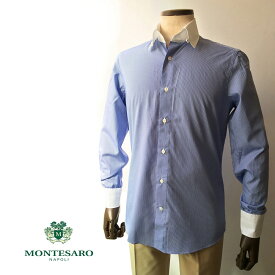 MONTESARO （モンテサーロ）タブカラークレリックコットンシャツ カジャアルシャツ ブランド メンズ シャツ カジュアル イタリア おしゃれ