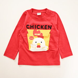 【ウィンターSALE30%OFF】【長袖Tシャツ】2024秋冬 チークルーム #440275 チキン からあげ から揚げ 男の子 女の子 ベビー 夏物 誕生日 誕生日祝い 誕生日プレゼント 誕生日ギフト ハーフバース