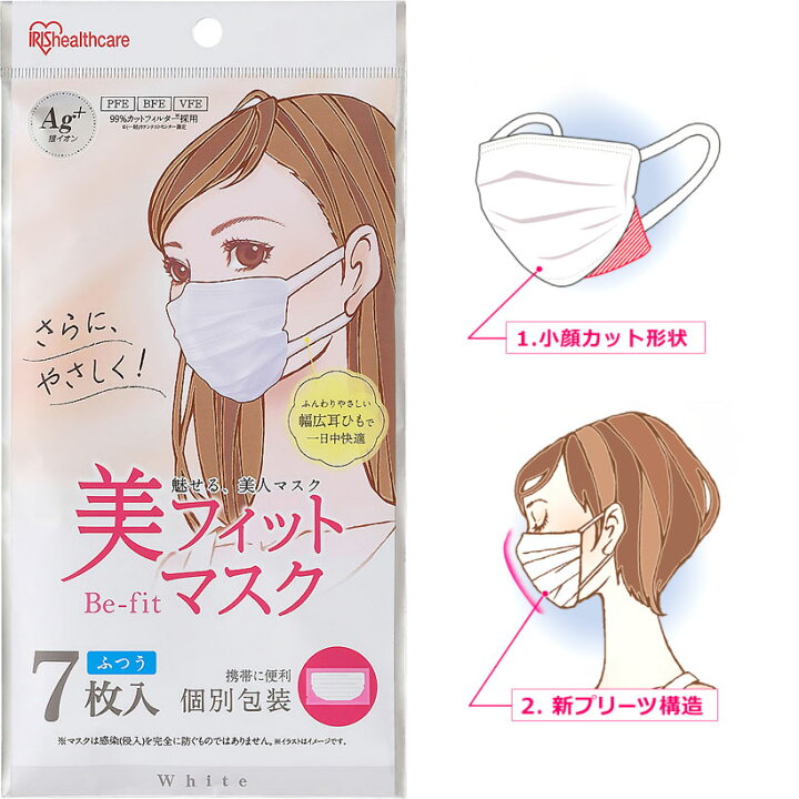 楽天市場 Be Fit 美フィットマスク ふつう ホワイト 7枚入 19pk Fbf7mw アイリスオーヤマ かぜ 花粉 Pm2 5 個別包装 銀座カレン