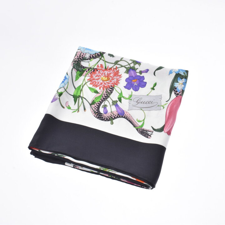楽天市場】GUCCI グッチ スネークモチーフ 90×90cm 黒/白/マルチカラー 