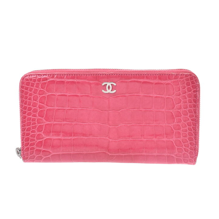 楽天市場】CHANEL シャネル ラウンドファスナー長財布 ピンク シルバー 