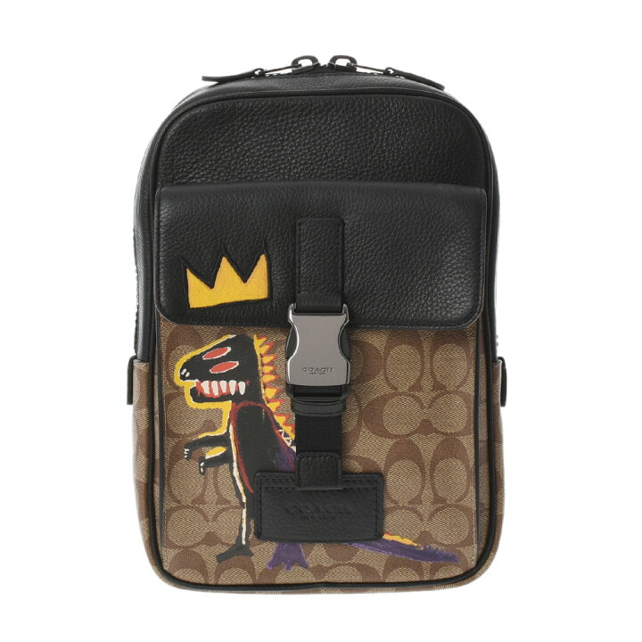 楽天市場】COACH コーチ ボディバッグ バスキアコラボ 恐竜 茶/黒 ユニ  