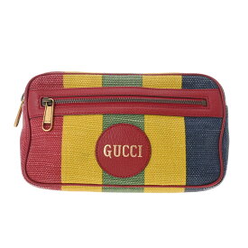 【最大15,000円OFFクーポン】GUCCI グッチ バイアデラストライプ ベルトバッグ レッド/イエロー/ブルー ゴールド金具 625895 レディース キャンバス レザー ボディバッグ Bランク 中古 銀蔵