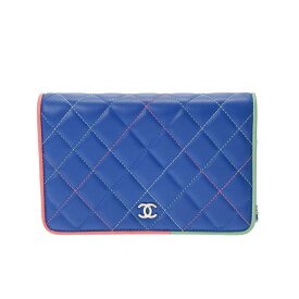 【ポイント3倍★25日限定】【最大2万円OFFクーポン★24日20:00～】CHANEL シャネル マトラッセ ソルド品 ブルー/オレンジ/グリーン シルバー金具 レディース ラムスキン チェーンウォレット Aランク 中古 銀蔵