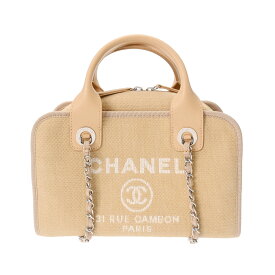 【ポイント3倍★30日限定】【P3倍★10日～】【最大2万円OFFクーポン★11日1:59まで】CHANEL シャネル ドーヴィル ボウリングバッグ ベージュ シルバー金具 A92750 レディース キャンバス レザー トートバッグ シャネル バッグ 新同 中古 銀蔵