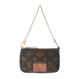 LOUIS VUITTON ルイヴィトン モノグラム ミニ ポシェット アクセソワール トランクプリント ブラウン M60417 レディース モノグラムキャンバス アクセサリーポーチ Aランク 中古 銀蔵