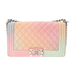 【ローン24回払い無金利】CHANEL シャネル ボーイシャネル チェーンショルダー 25cm レインボー シルバー金具 A67086 レディース レザー ショルダーバッグ ABランク 中古 銀蔵