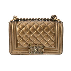 【最大2万円OFFクーポン★27日9:59まで】CHANEL シャネル ボーイシャネル チェーンショルダー 20cm ブロンズ アンティーク調ゴールド金具 A67085 レディース レザー ショルダーバッグ ABランク 中古 銀蔵