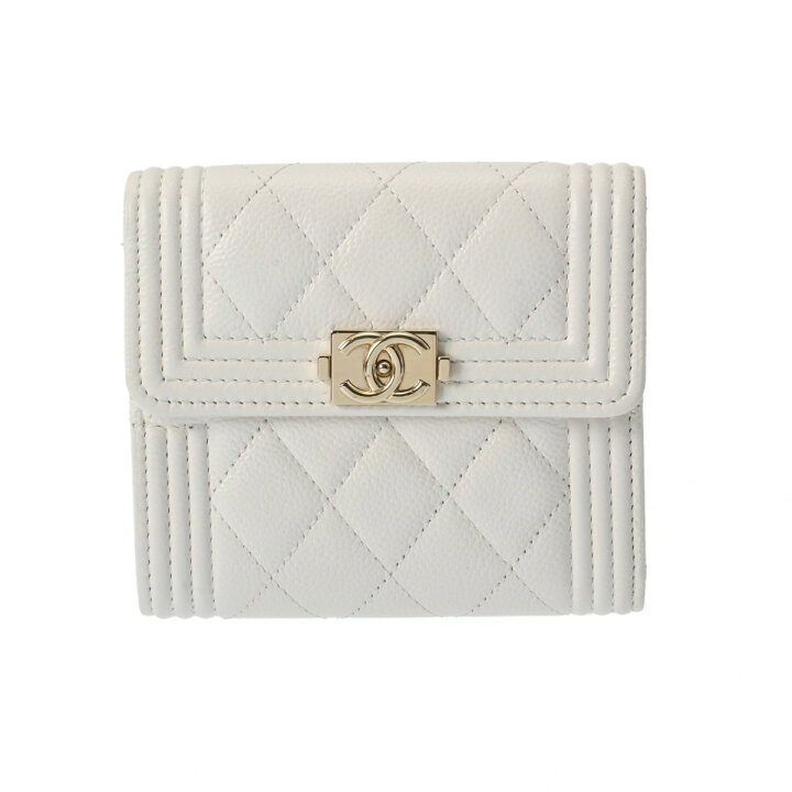 楽天市場】CHANEL シャネル ボーイシャネル コンパクトウォレット 白 