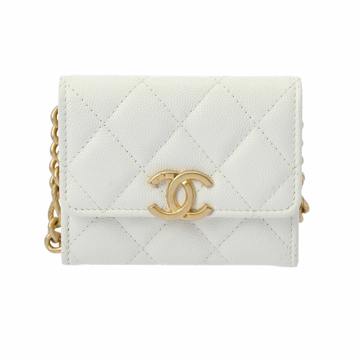 【2/25 最大5万円クーポン&P3倍】CHANEL シャネル マトラッセ チェーンフラップ ホワイト レディース グレインドカーフスキン カードケース Aランク 中古 銀蔵